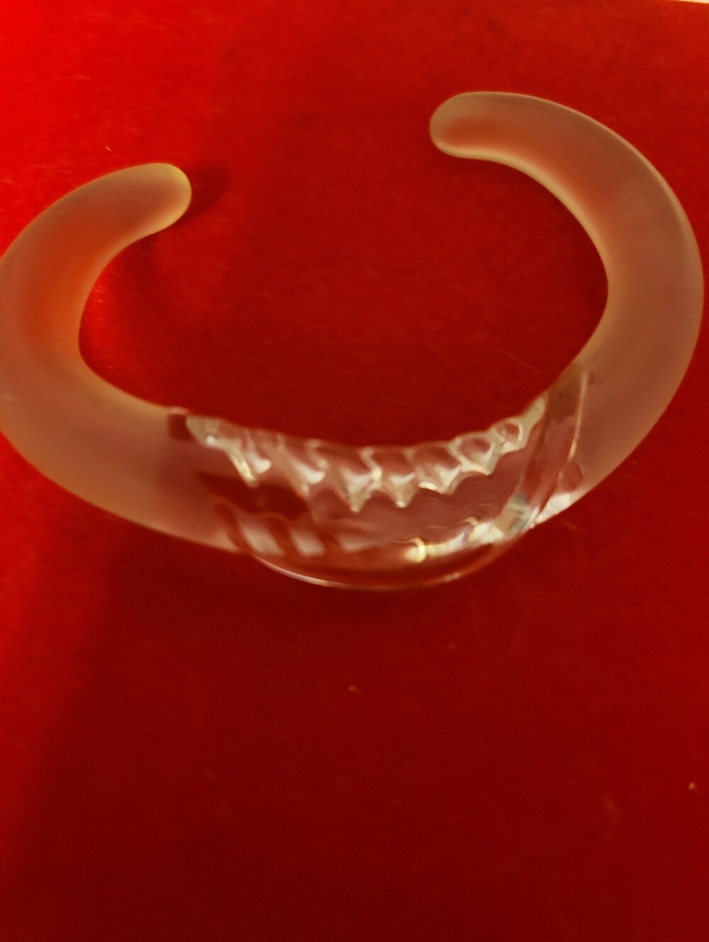 Clear And Frosted Smooth & Etched Glass Cuff Bracelet - Women Accessories